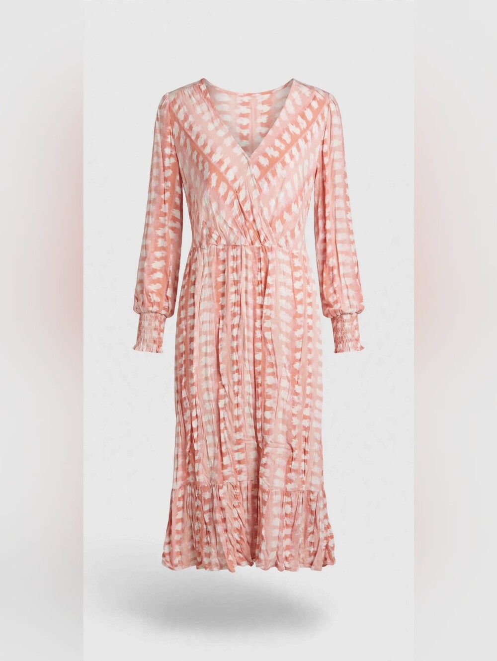 Time and Tru Blush Pink Wrap Midi Dress with Long Sleeves NWT